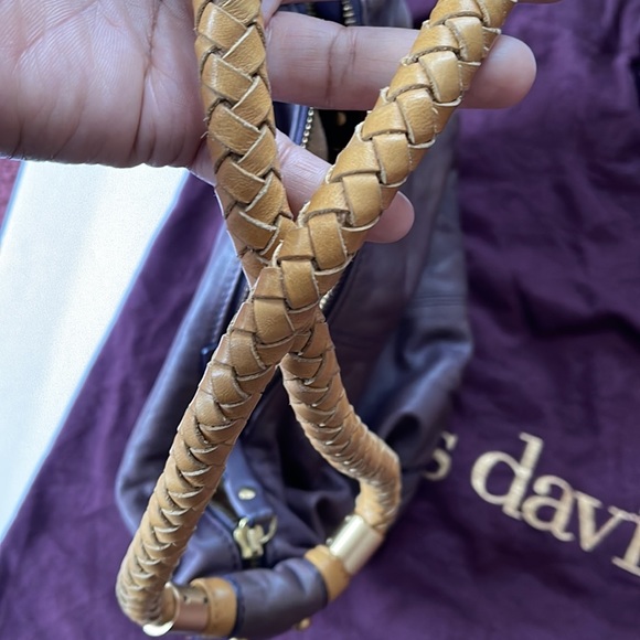 Charles David Purple Distressed Leather Handbag - Picture 8 of 14